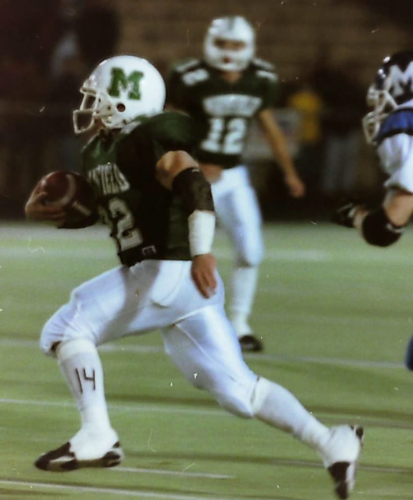 Nick Palazzo cutting upfield for Mayfield High School